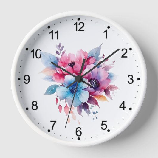 Horloge Fleurs à l'aquarelle conception florale (Recto)