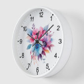 Horloge Fleurs à l'aquarelle conception florale (Angle)