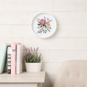 Horloge Fleurs aquarelle