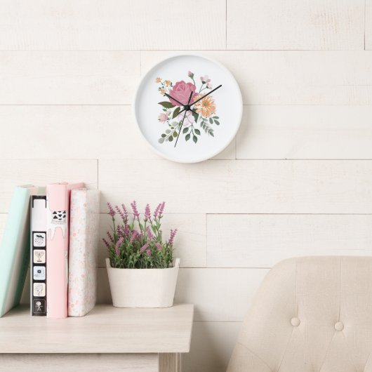 Horloge Fleurs aquarelle (Salle de lecture)
