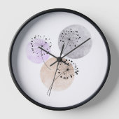 Horloge Fleurs Boho Zen Dandelion Sur Cercles Bleus Rose (Recto)