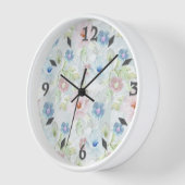 Horloge Fleurs d'aquarelle rose et bleu. (Angle)