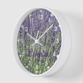 Horloge Fleurs de lavande avec Symboles cardiaques Floral (Angle)