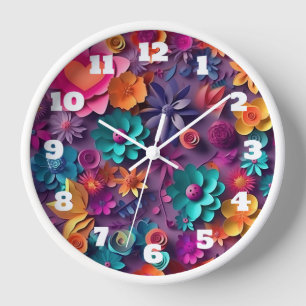 Horloge Fleurs de printemps colorées Motif