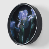 Horloge Fleurs d'Iris au Crépuscule (Angle)
