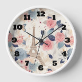 Horloge Fleurs et Tour Eiffel Paris Motif de voyage (Recto)