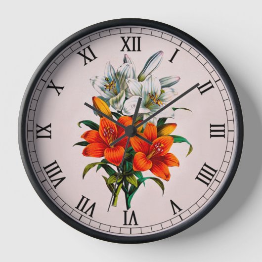 Horloge Fleurs Lys Oranges Et Blanches ~ Par B. Chirat 185 (Recto)