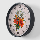 Horloge Fleurs Lys Oranges Et Blanches ~ Par B. Chirat 185 (Angle)
