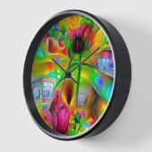Horloge Fleurs psychédéliques Abstraites (Angle)