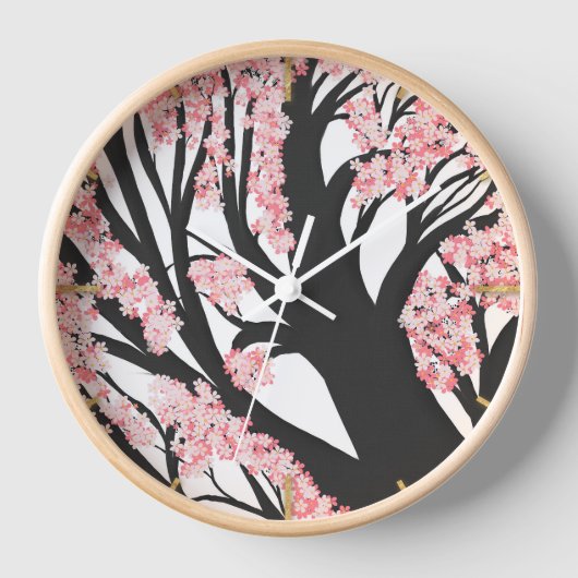 Horloge Fleurs roses cerises en fleurs (Recto)