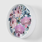 Horloge Fleurs roses et orchidées. (Angle)