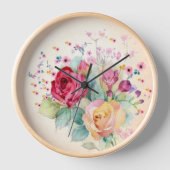 Horloge Fleurs roses sur Ecru (Recto)