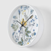 Horloge Fleurs sauvages bleu et jaune (Angle)