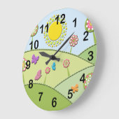 Horloge Fleurs, Soleil et Papillons (Angle)