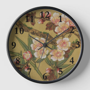 Horloge Fleurs vintages de cerises Fleurs japonaises asiat