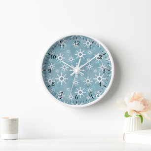 Horloge Flocon de neige géométrique turquoise du Sud-Ouest