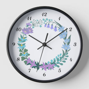 Horloge Floral Bluebell Lilac Fleur Wreath Garland