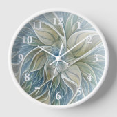 Horloge Floral Dream Motif Abstrait Blue Khaki Fractal (Recto)