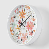 Horloge Floral Pastel Motif Tranquillité (Angle)
