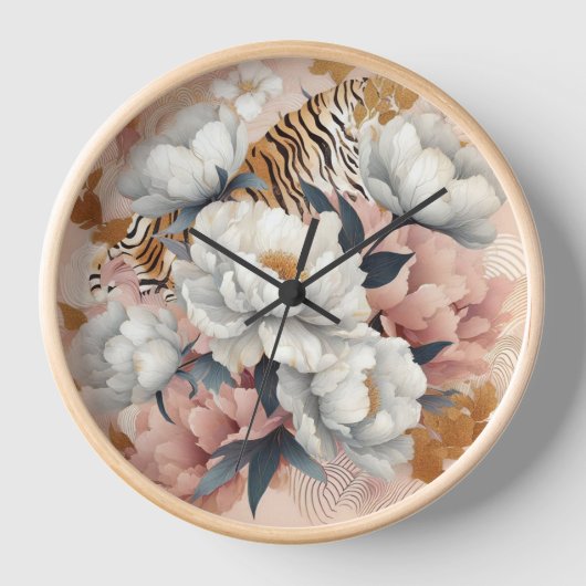 Horloge Floral rustique vintage élégant tiger (Recto)