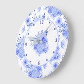 Horloge florale Bleu Delft (Angle)