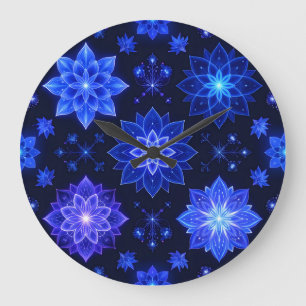 Horloge Florale bleu violet brillant