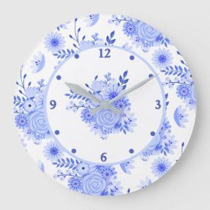 Horloge florale Blue Delft
