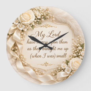 Horloge florale crème élégante avec doua islamique