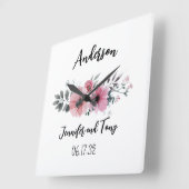Horloge Florale Fleurs roses et cadeau Mariage Ros (Angle)