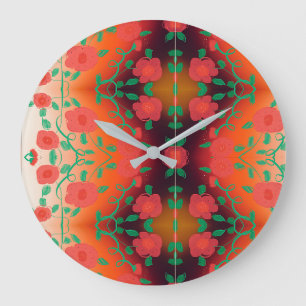 Horloge Florale Gras Avec Rouge Et Noir