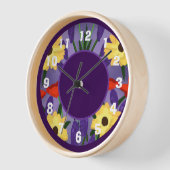 Horloge Florale Moderne -Violet (Angle)