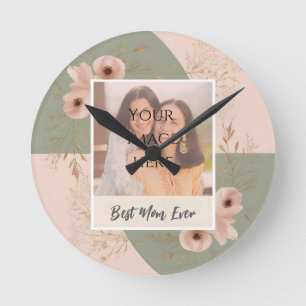Horloge florale personnalisée "Meilleure maman jam
