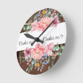 Horloge Florale rose pastel (Angle)