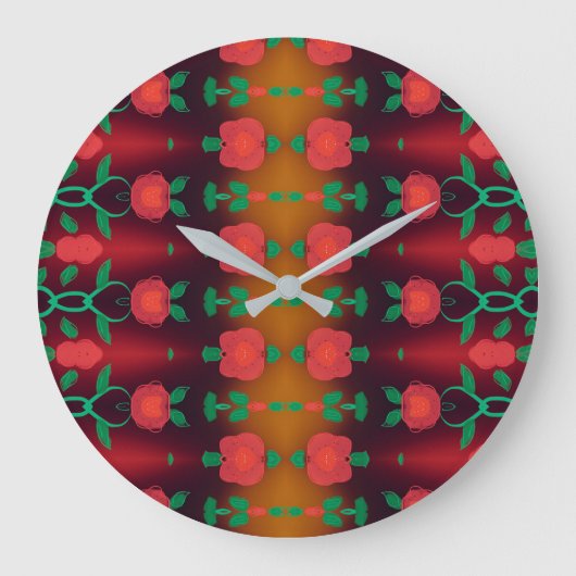Horloge Florale Rouge Avec Noir (Recto)