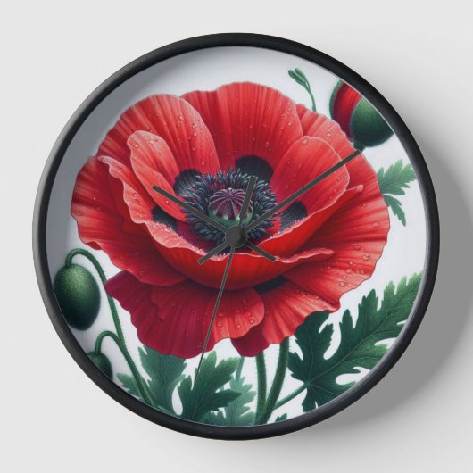 Horloge Flore de pavot rouge (Recto)