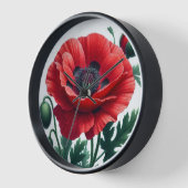 Horloge Flore de pavot rouge (Angle)