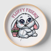 Horloge Fluffy White Bunny with Plant Pot (Recto)