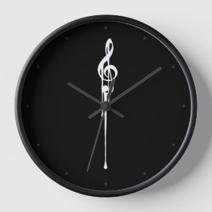 Horloge Fondre blanc Treble Clé Noir