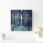 Horloge : Forêt magique Élégance gris Turquoise (Maison)