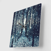 Horloge : Forêt magique Élégance gris Turquoise (Angle)