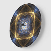 Horloge fractale or et énergie bleue brillante (Angle)