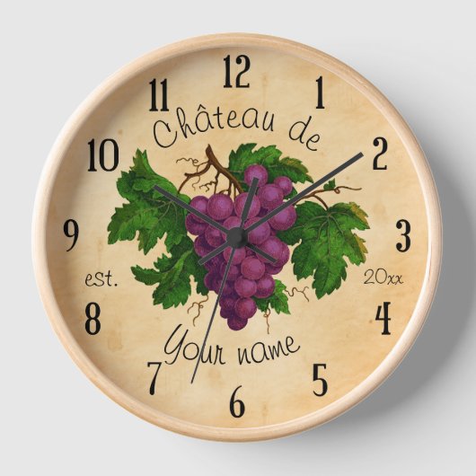 Horloge French Chateau avec Grapes Vintage Personalized (Recto)