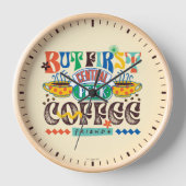 Horloge FRIENDS™ | Mais d'abord Café Graphique Vibrant (Recto)