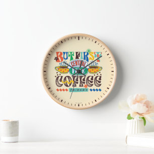 Horloge FRIENDS™   Mais d'abord Café Graphique Vibrant
