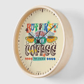 Horloge FRIENDS™ | Mais d'abord Café Graphique Vibrant (Angle)