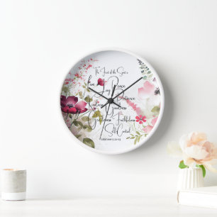 Horloge Fruit de l'Esprit floral rose