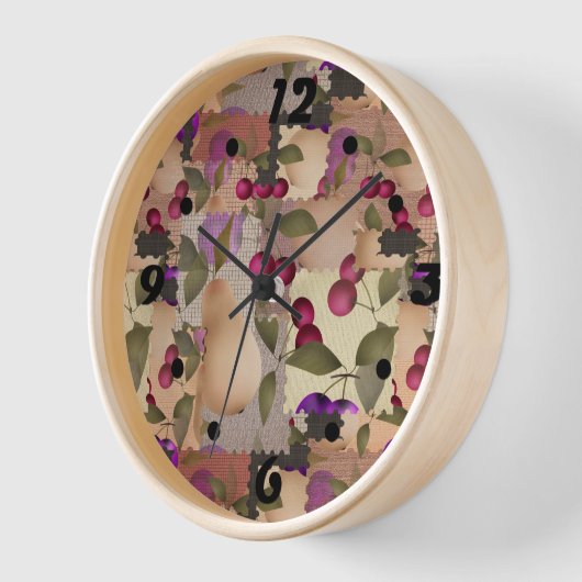 Horloge Fruits, patchwork (Angle)