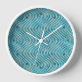 Horloge Funky Aqua Turquoise Blue Curved Lines Art Motif (Recto)