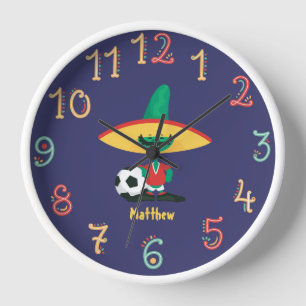 Horloge Funky Mexicain Football Garçons Football Mur Horlo