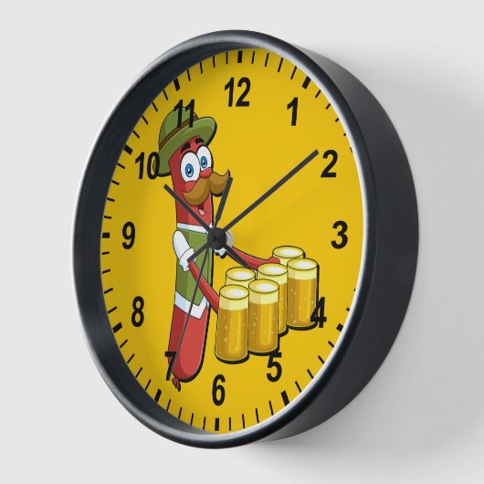 Horloge Funny Oktoberfest Saucisse allemande (Angle)